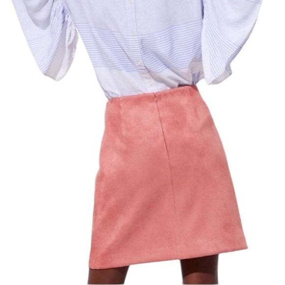 LOFT NWOT Faux Suede Microfiber Wrap Bow Tie Mini Lined Skirt size 2 - Picture 7 of 15